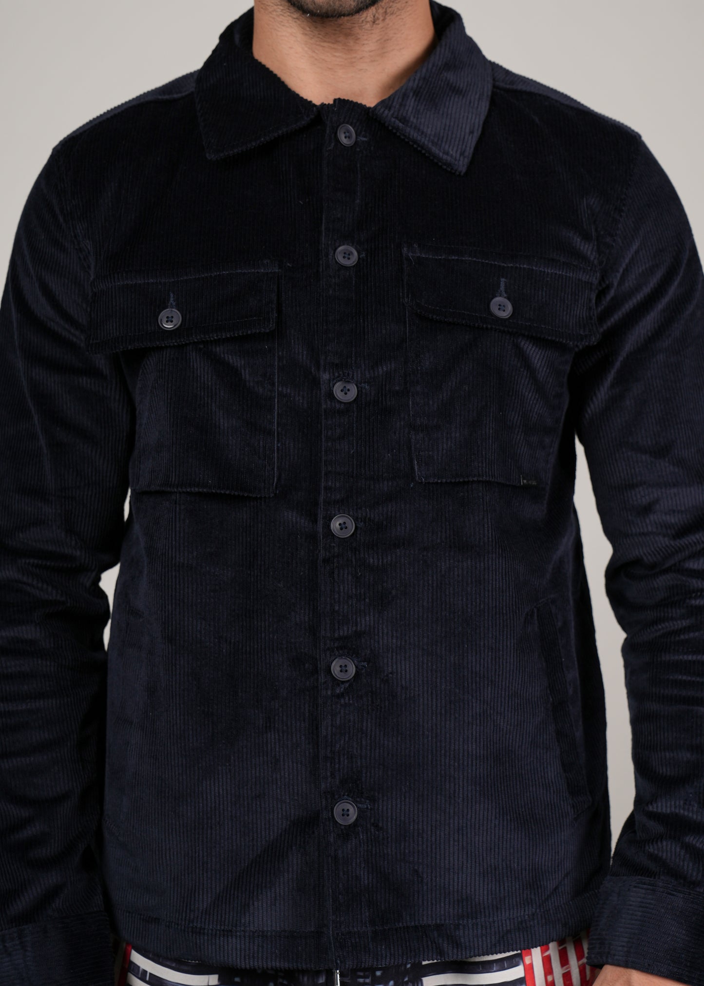 Navy Corduroy Tailored Fit Jacket