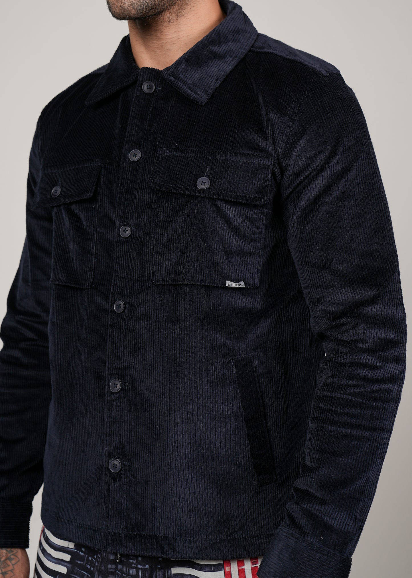 Navy Corduroy Tailored Fit Jacket