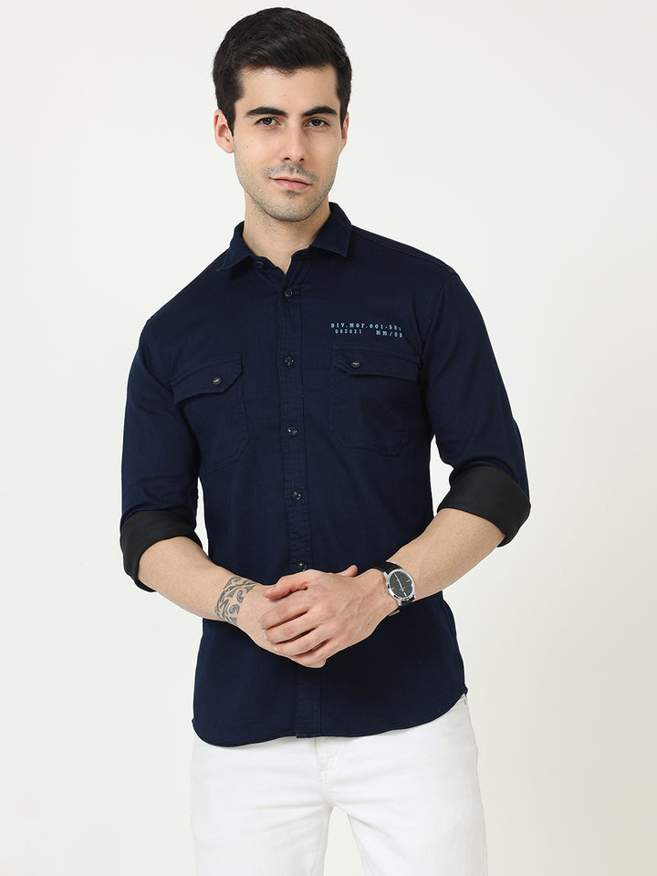  Solid Casual Double Pocket Shirts For Men