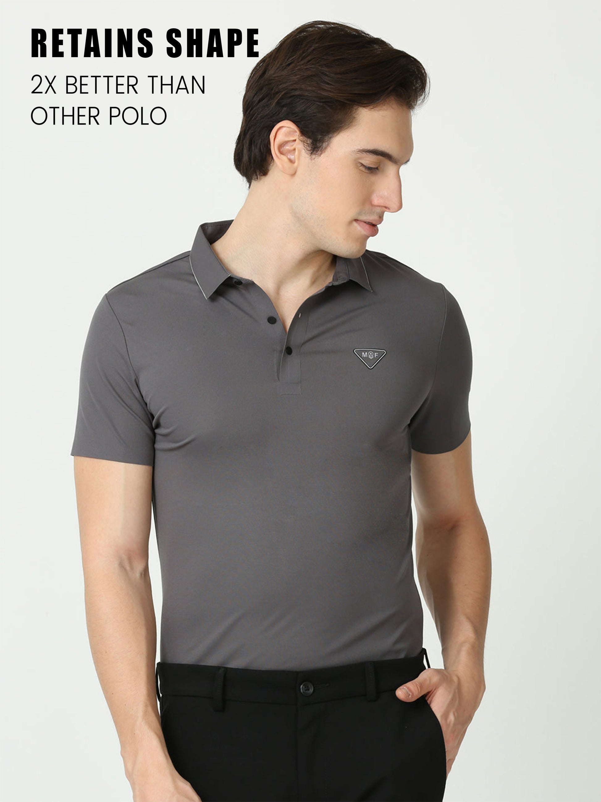 Seamless Carbon Grey Polo Tshirt for men