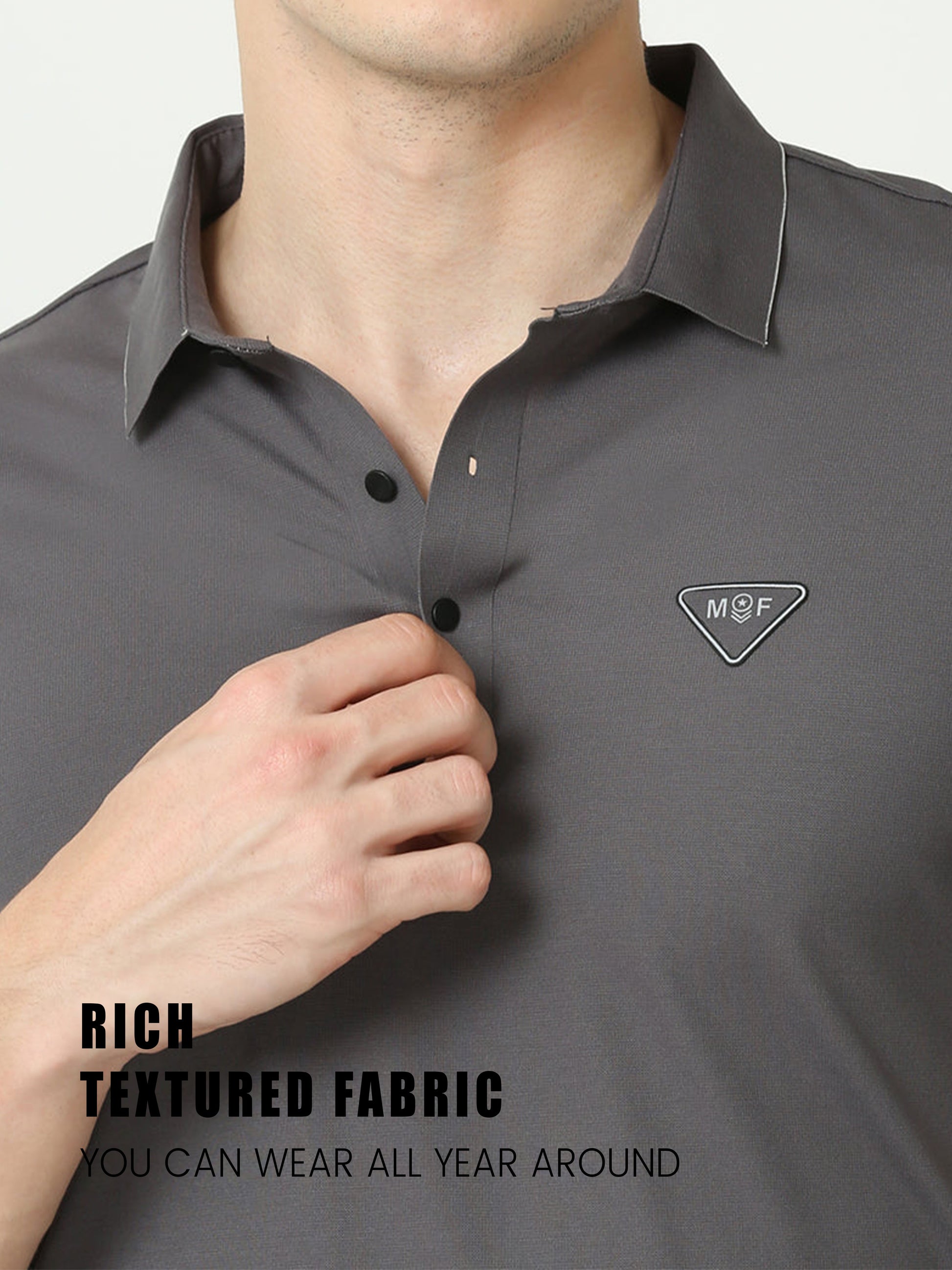 Seamless Carbon Grey Polo Tshirt for men