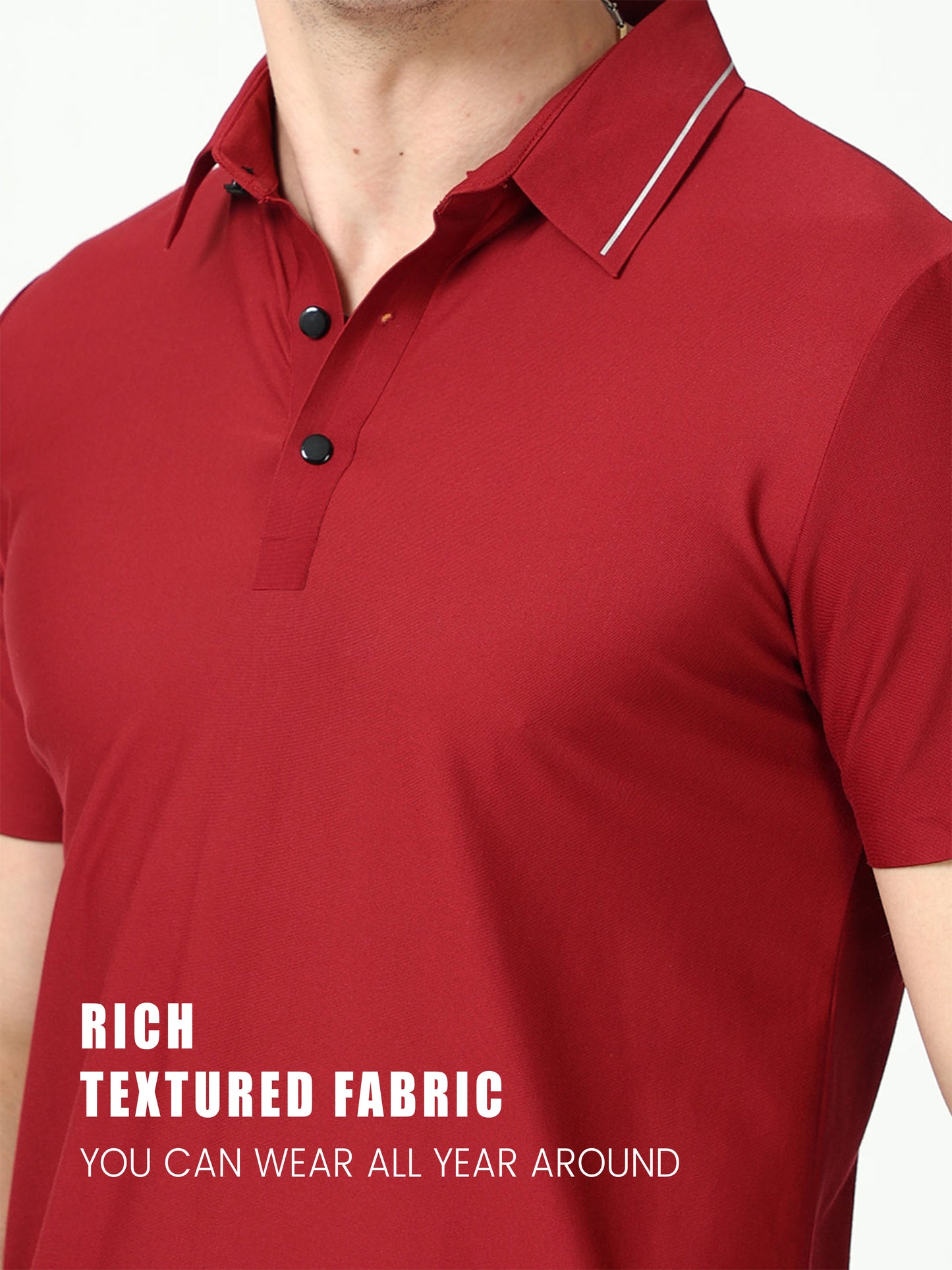 Seamless Deep Burgundy plain polo tshirt for men