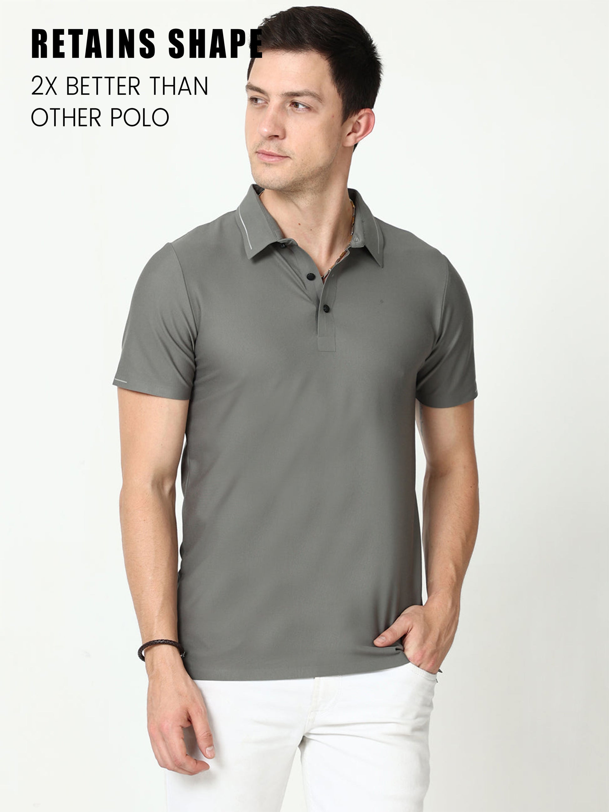  Seamless Granite Grey Polo Tshirt for men 