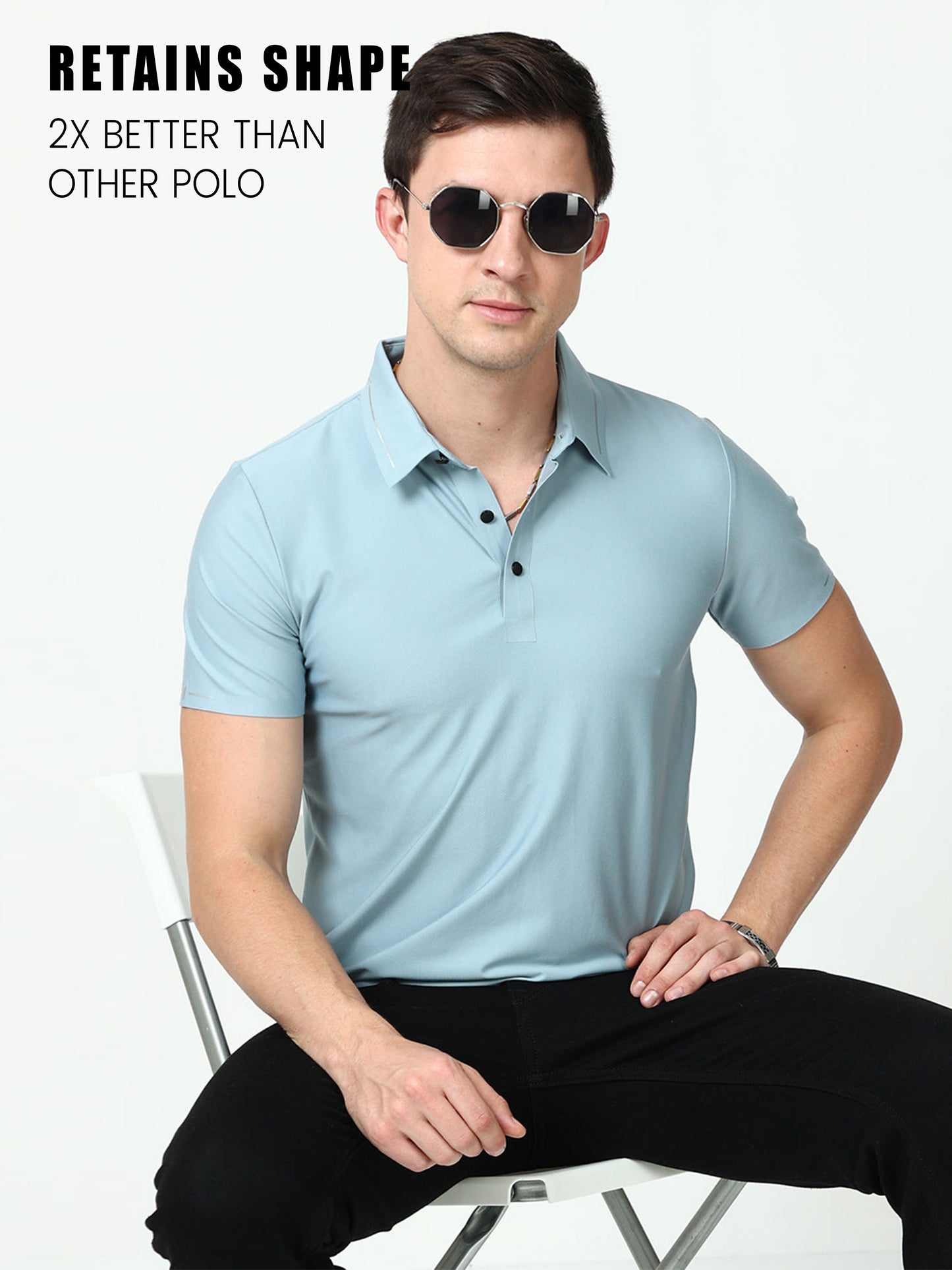 Trendy Seamless Jet Stream mens blue polo shirt