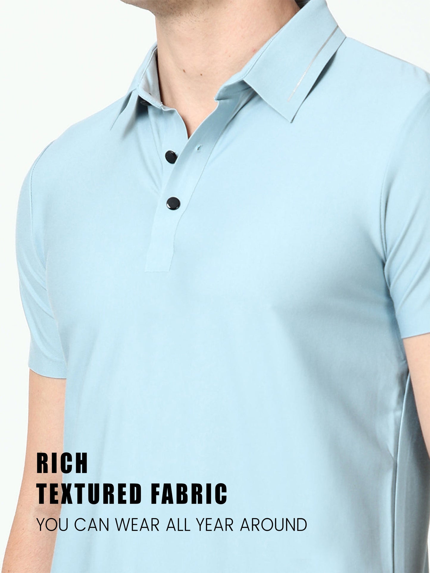 Trendy Seamless Jet Stream mens blue polo shirt