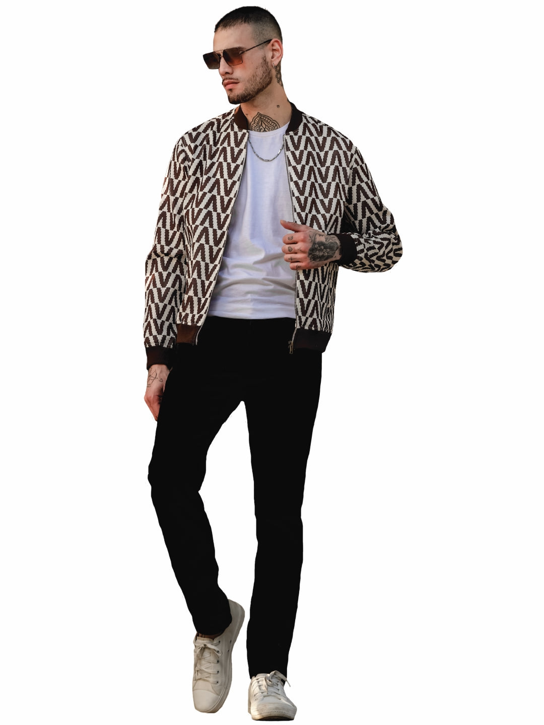 Off-White Lightweight Brown Bomber Jacket for Men