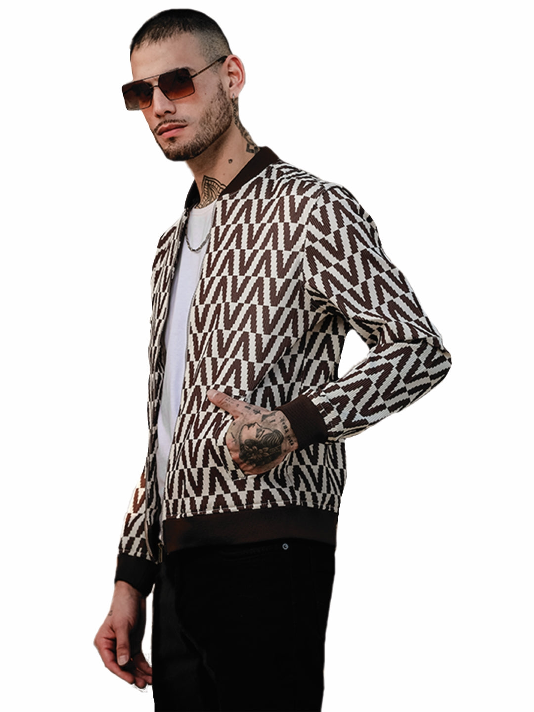 Off-White Lightweight Brown Bomber Jacket for Men