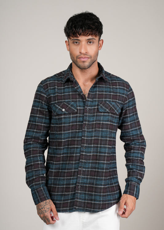Men’s Green Checked Casual Shirt