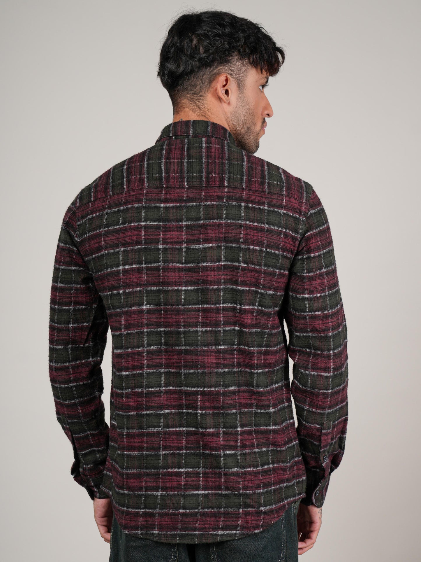 Men’s Maroon Checked Casual Shirt