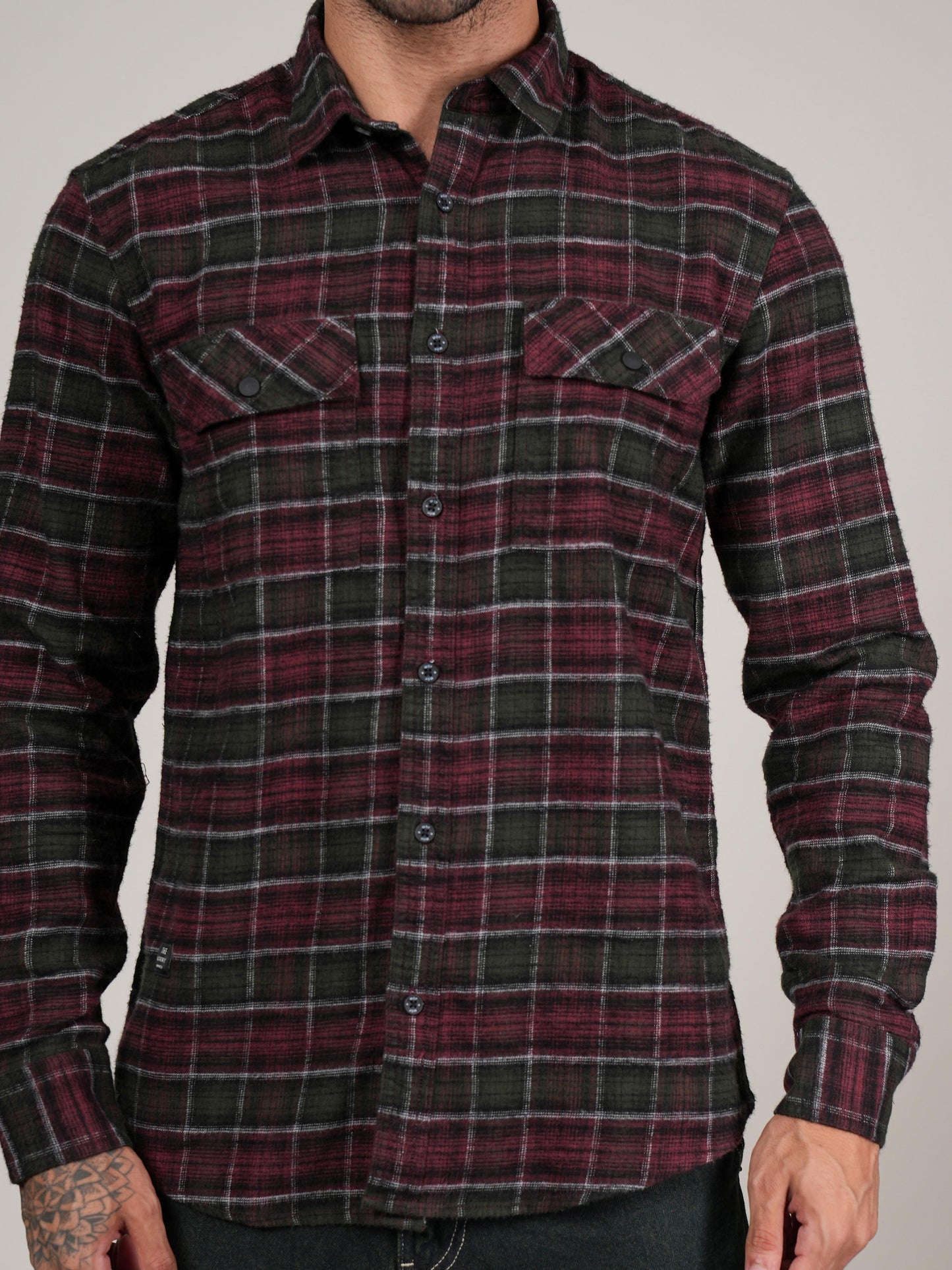 Men’s Maroon Checked Casual Shirt