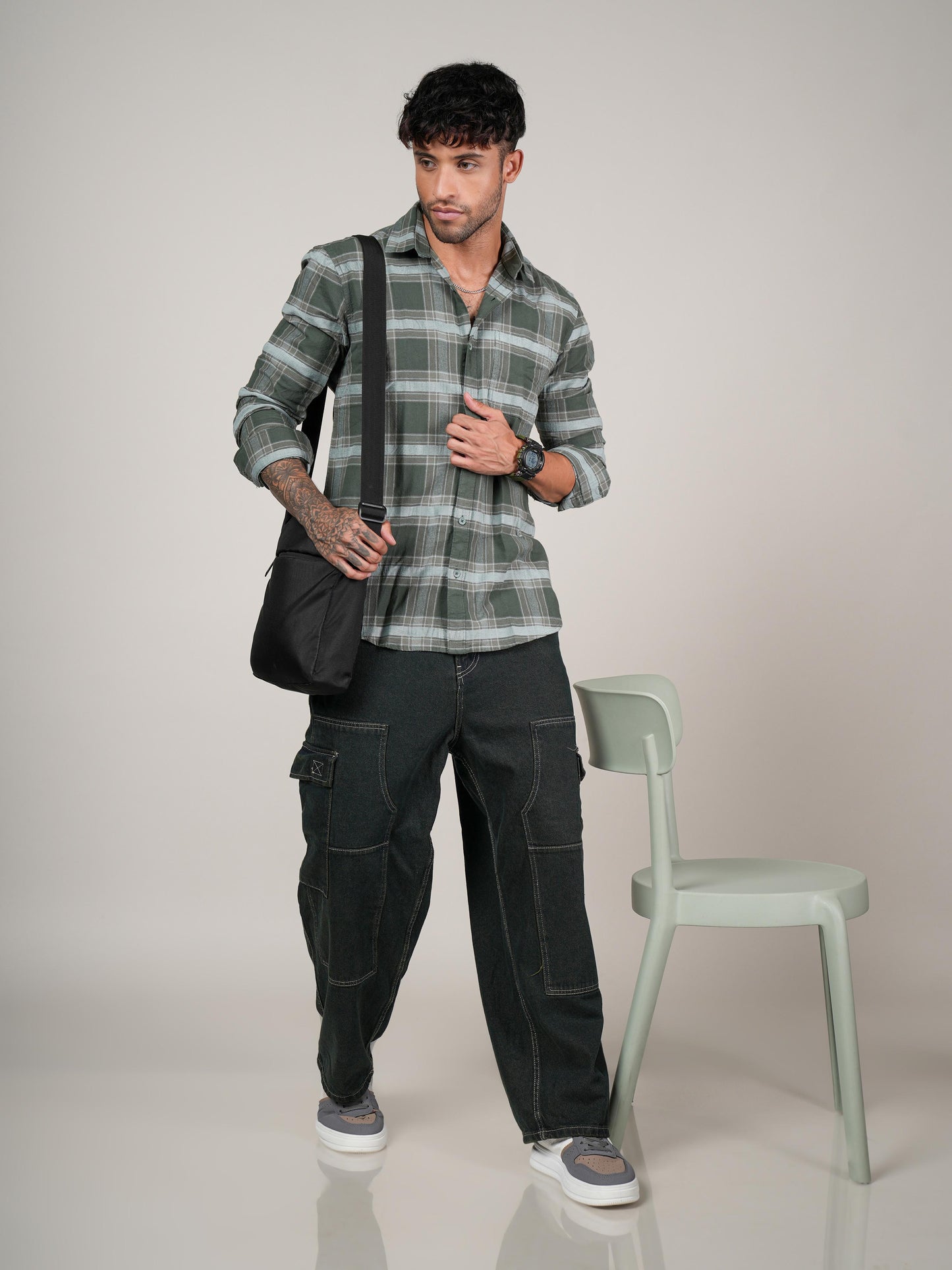 Men’s Green Checkered Casual Shirt