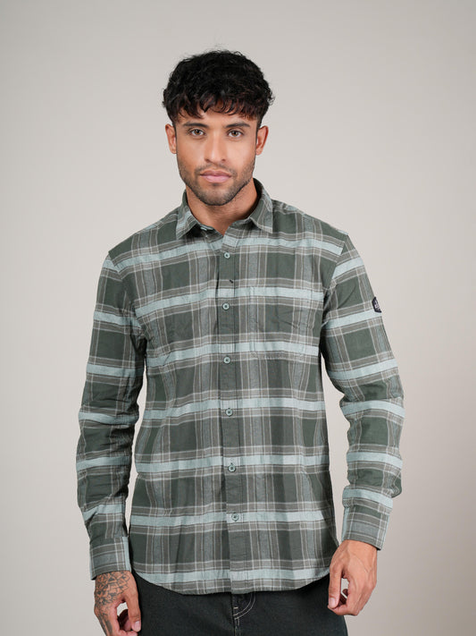 Men’s Green Checkered Casual Shirt