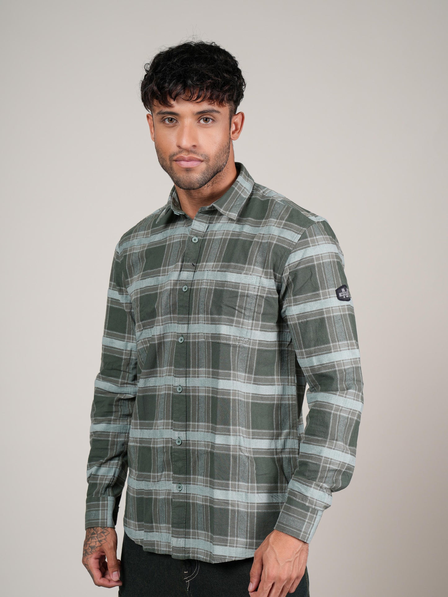 Men’s Green Checkered Casual Shirt