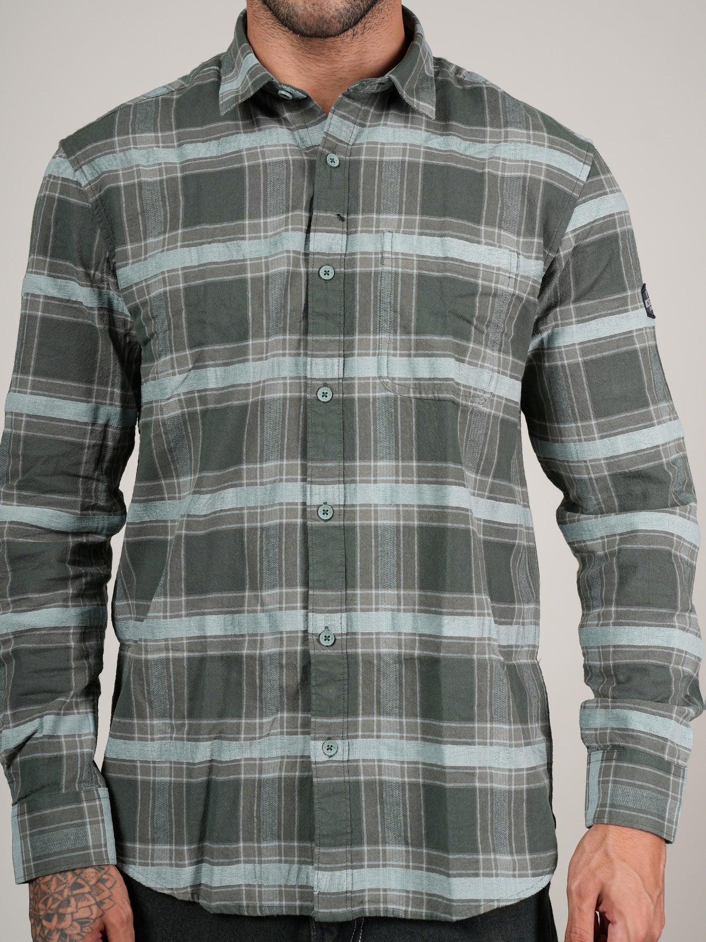 Men’s Green Checkered Casual Shirt