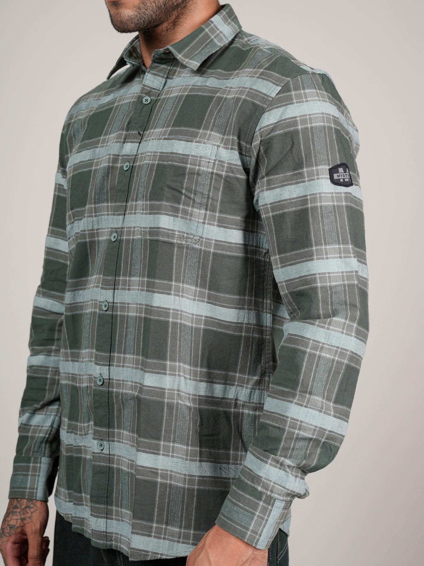 Men’s Green Checkered Casual Shirt