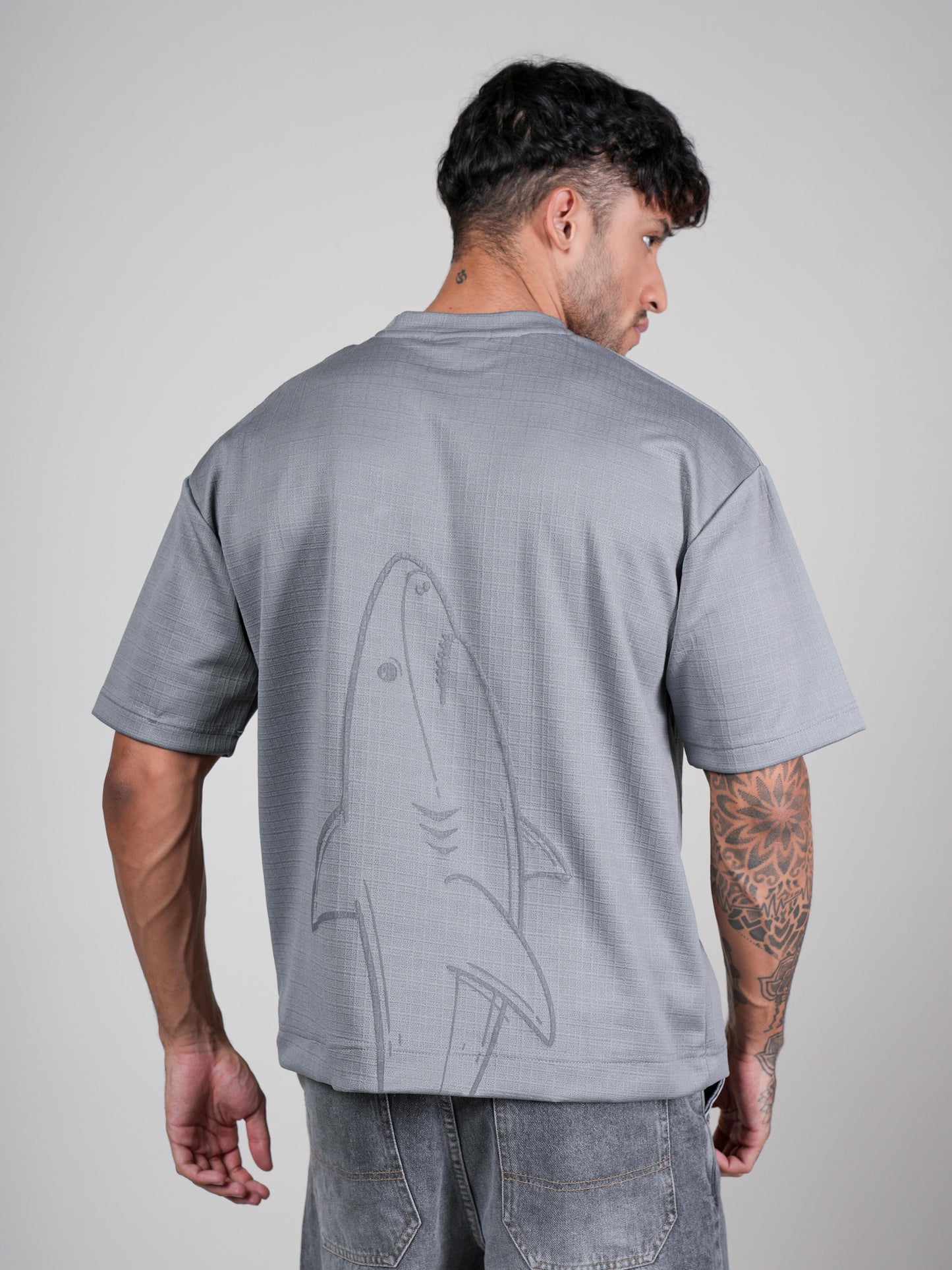 Men’s Oversize Round Neck Tshirt Metallic Grey