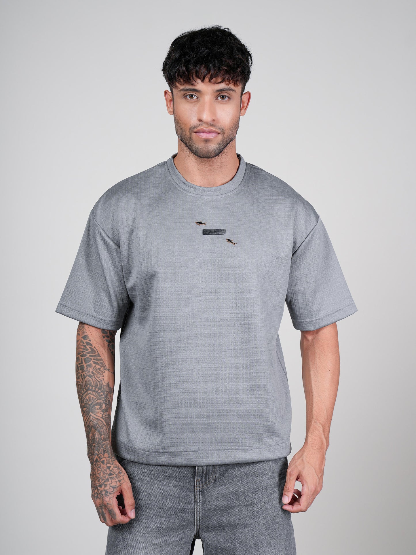 Men’s Oversize Round Neck Tshirt Metallic Grey