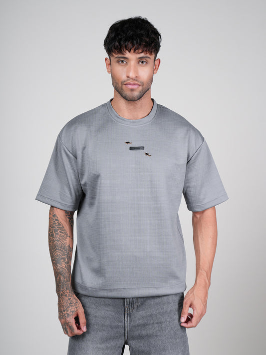 Men’s Oversize Round Neck Tshirt Metallic Grey