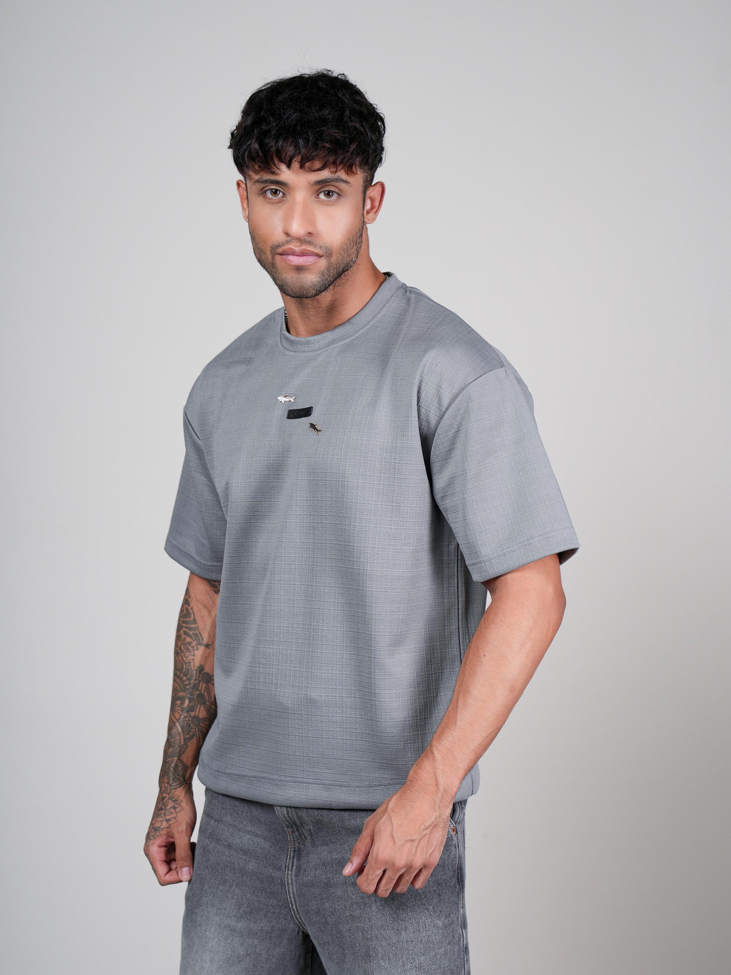 Men’s Oversize Round Neck Tshirt Metallic Grey