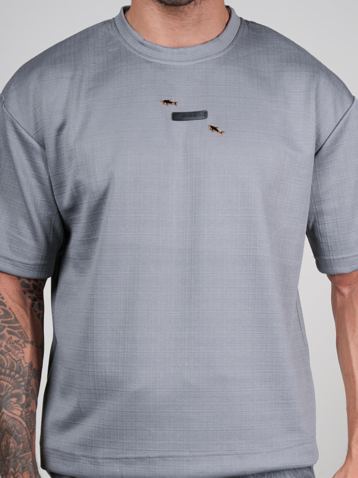 Men’s Oversize Round Neck Tshirt Metallic Grey