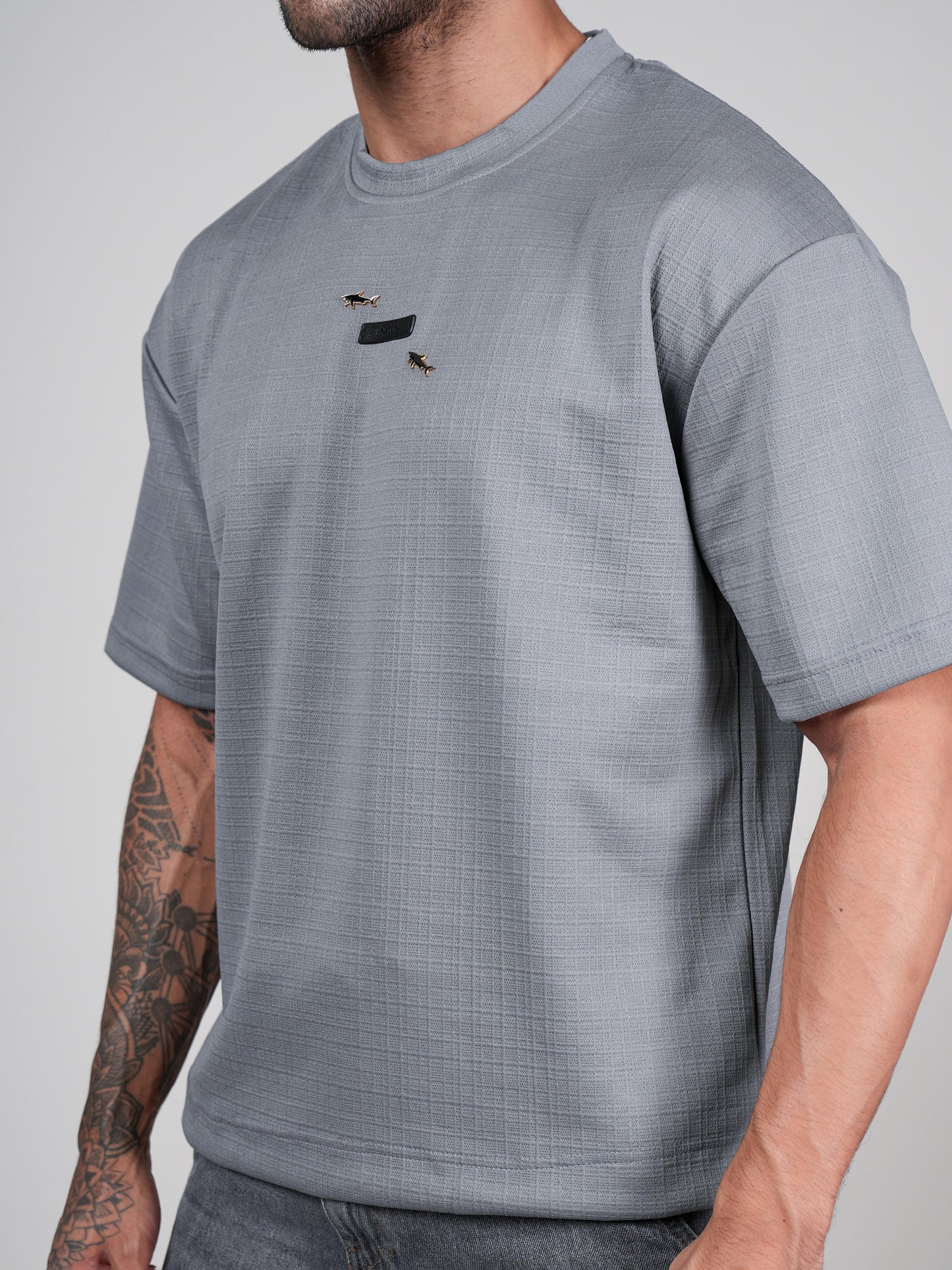 Men’s Oversize Round Neck Tshirt Metallic Grey