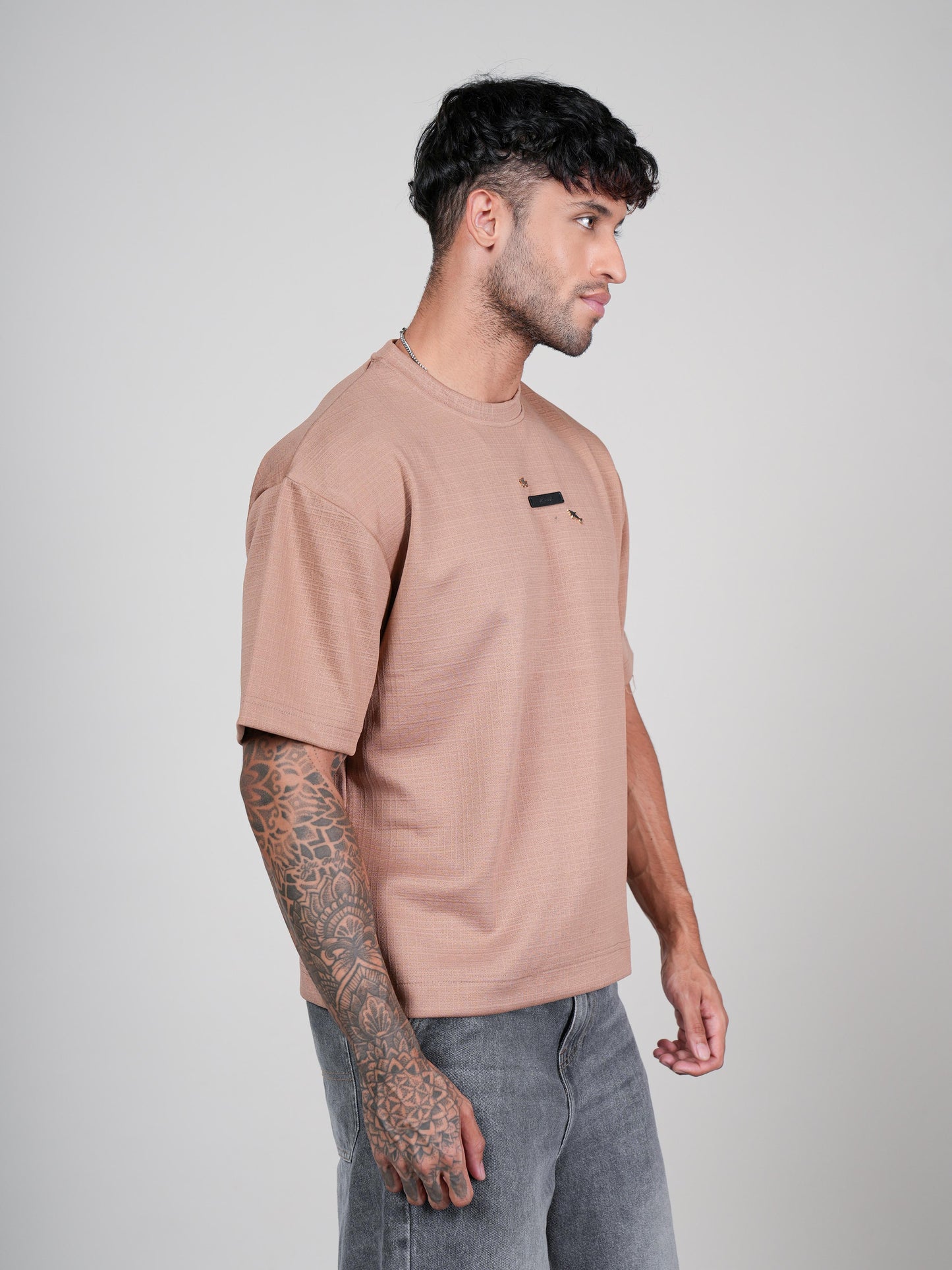 Men’s Oversize Round Neck Tshirt Peach