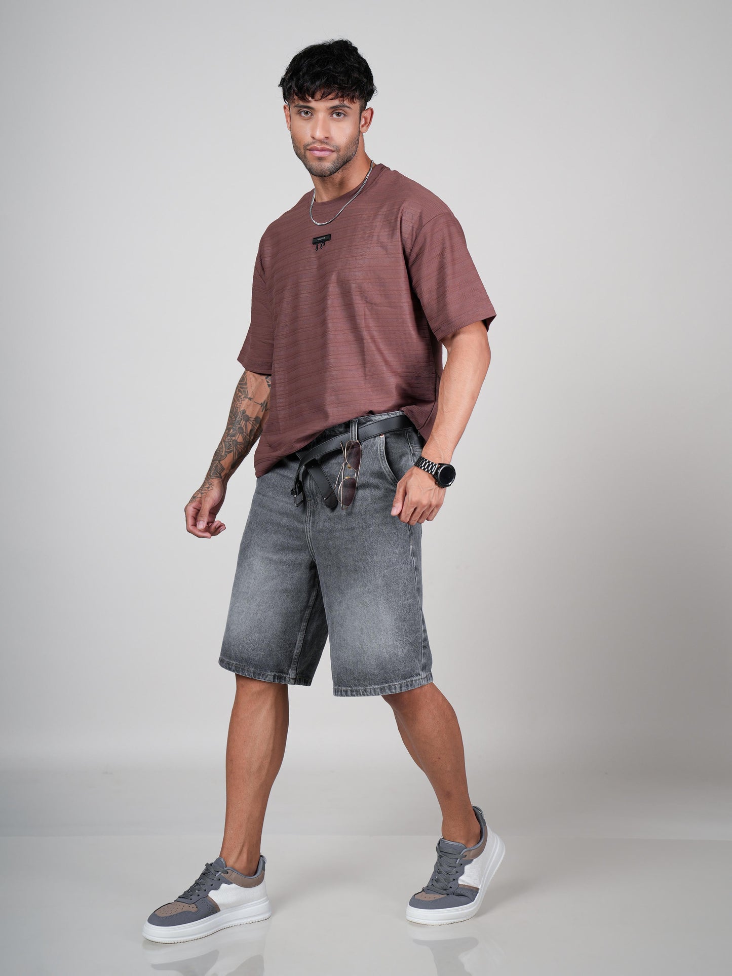 Men’s Oversize Round Neck Tshirt Brown
