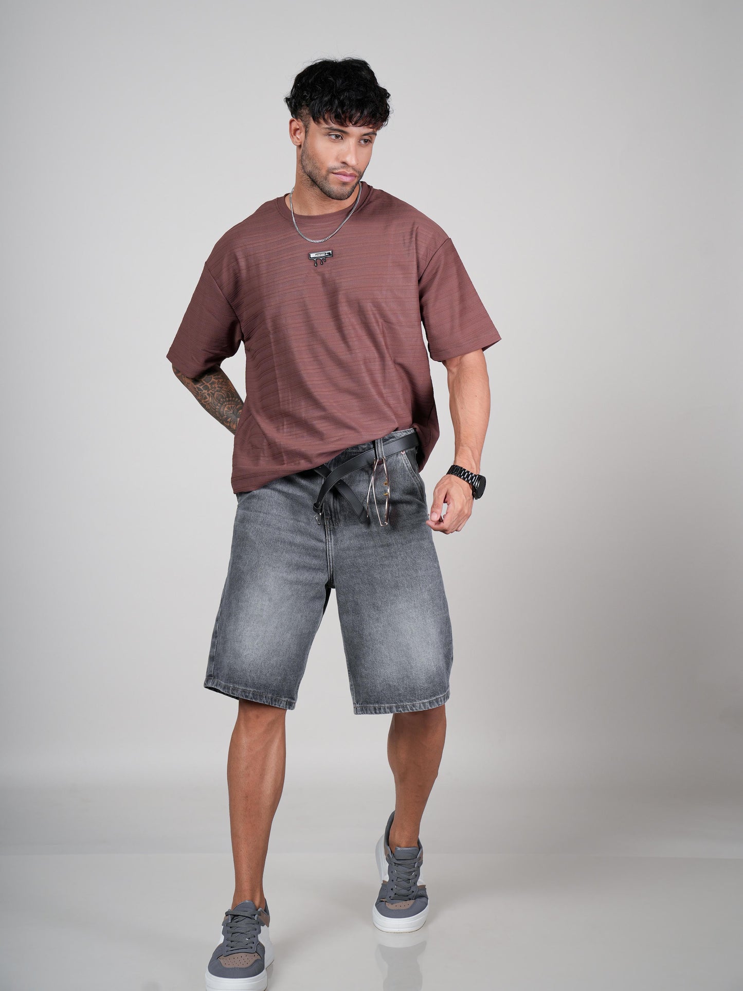 Men’s Oversize Round Neck Tshirt Brown