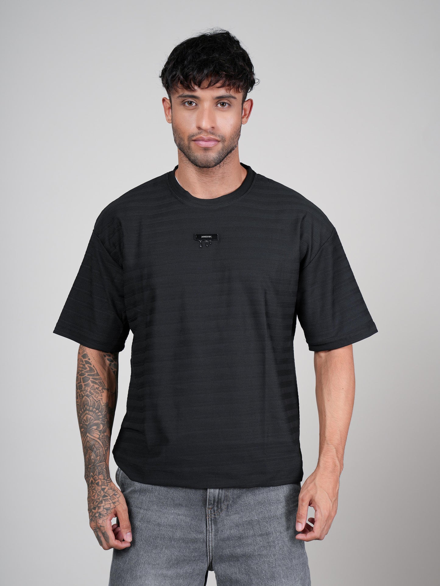 Men’s  Black  Oversize Round Neck T shirt