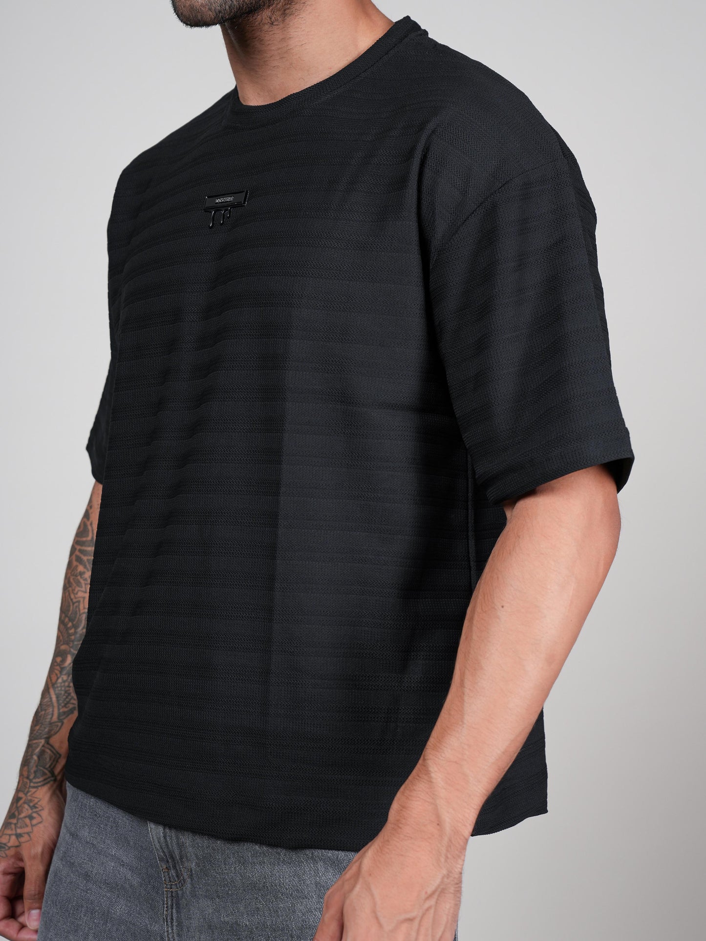 Men’s  Black  Oversize Round Neck T shirt
