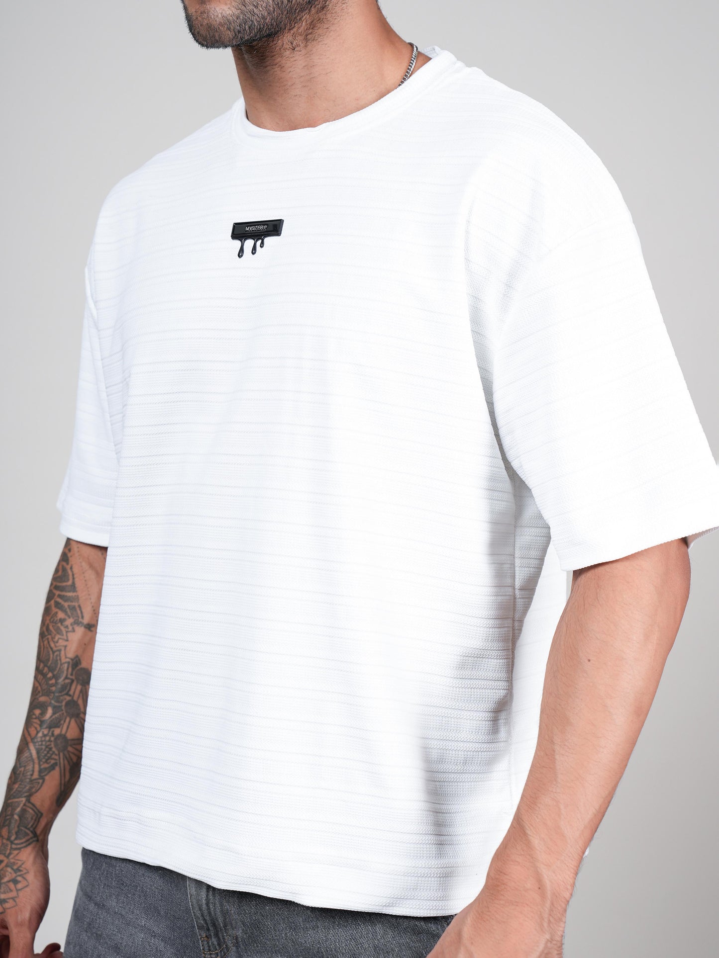 Men’s Whit  Oversize Round Neck T shirt