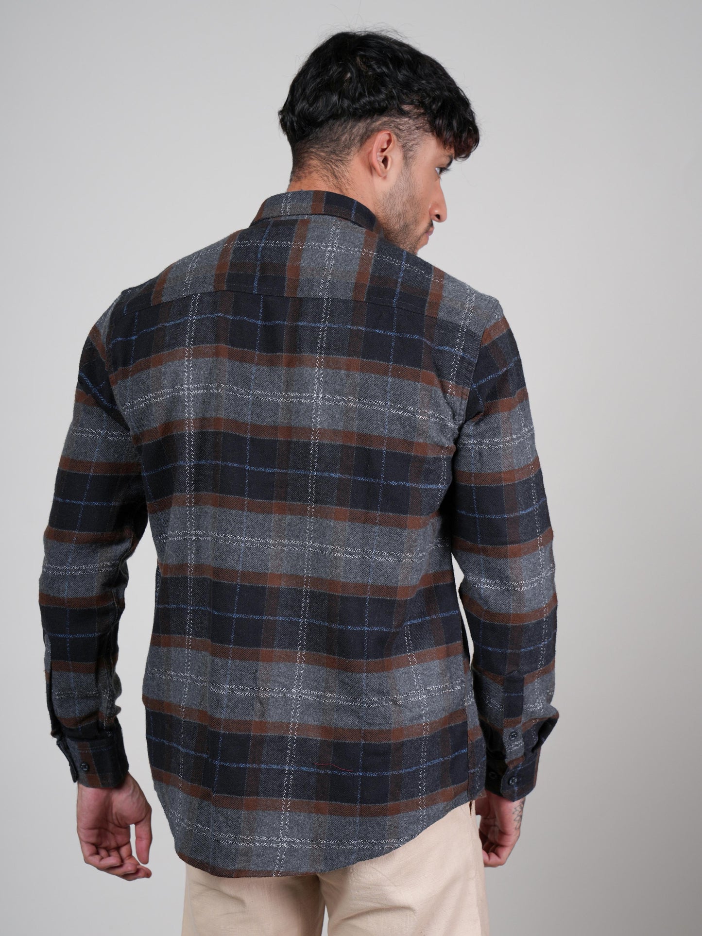 Men’s Rust Casual Checked Shirt