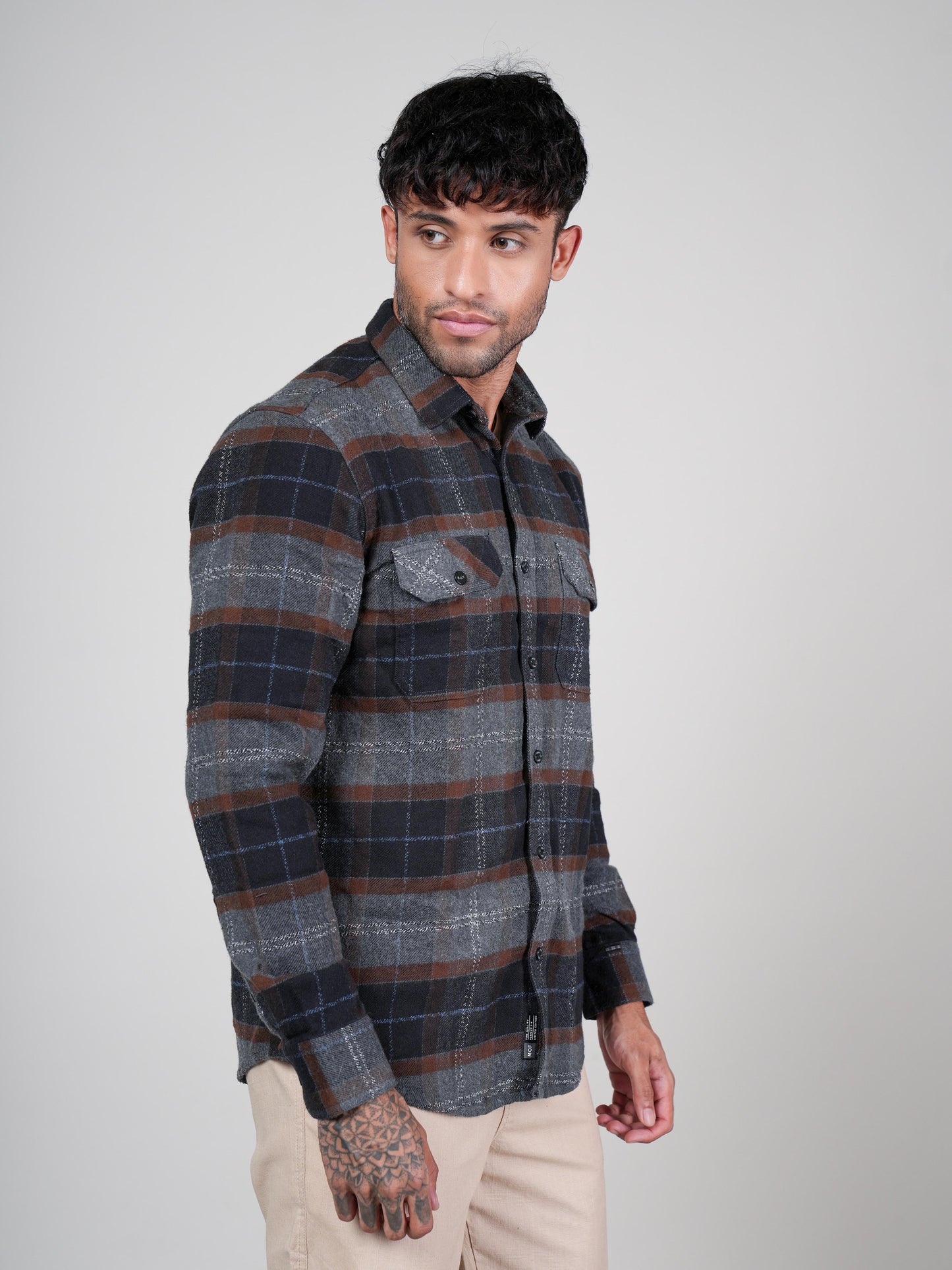 Men’s Rust Casual Checked Shirt