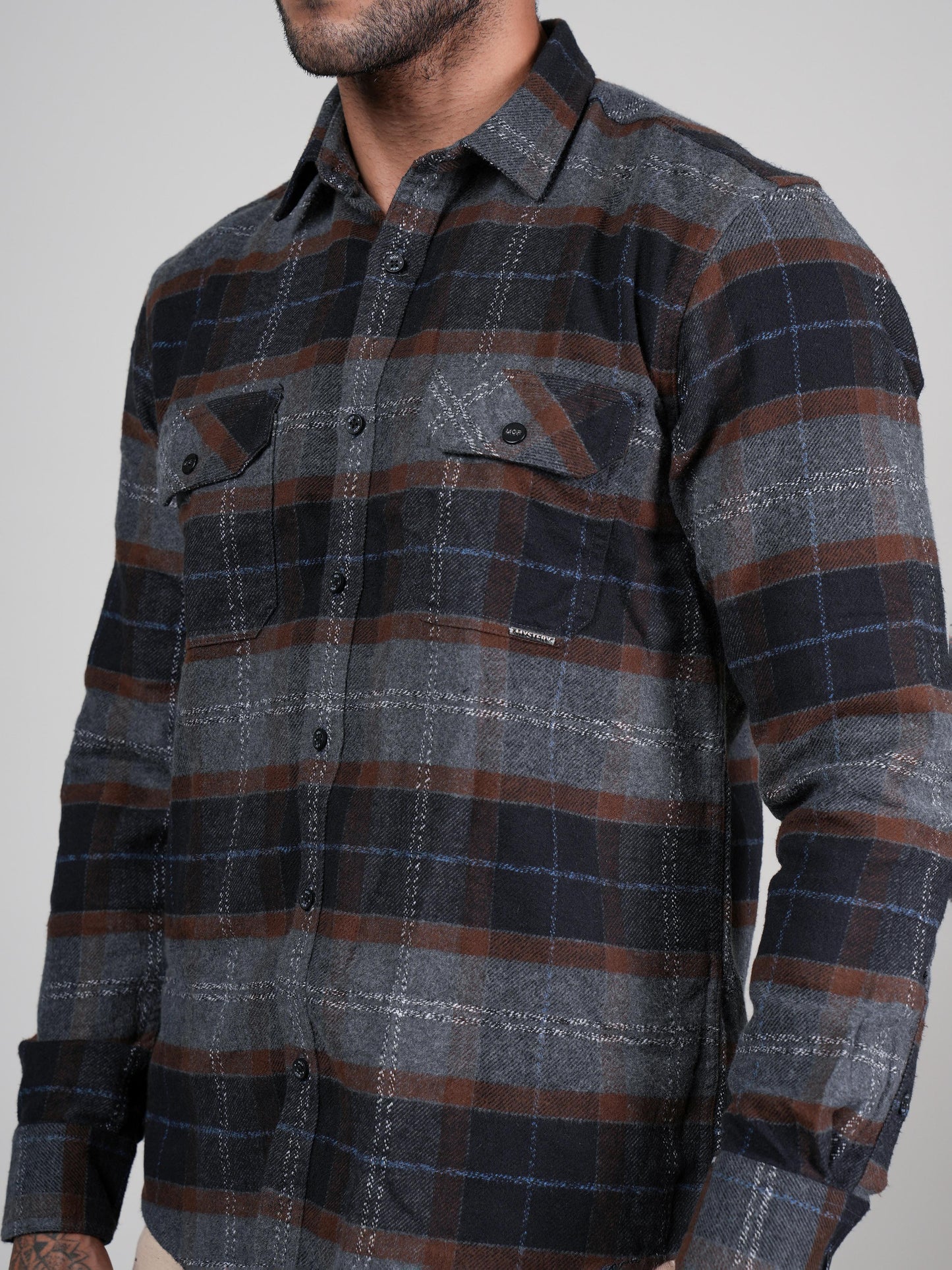 Men’s Rust Casual Checked Shirt