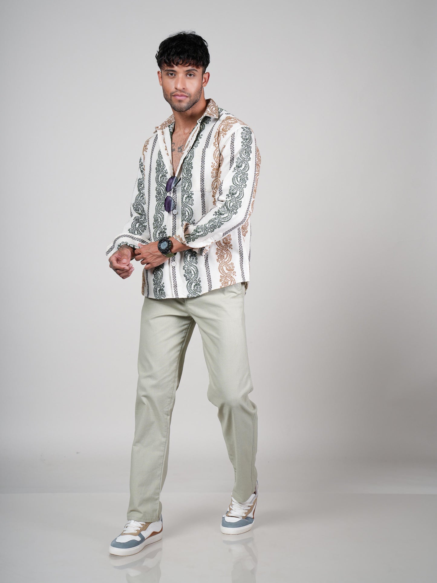 Men’s Long Sleeve Printed Shacket