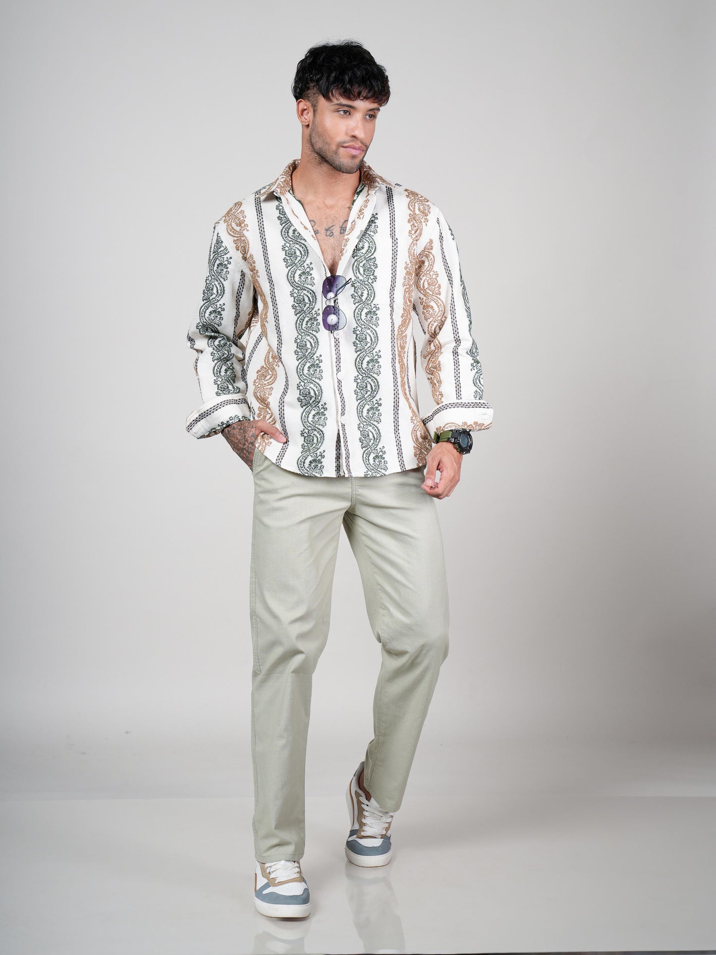 Men’s Long Sleeve Printed Shacket