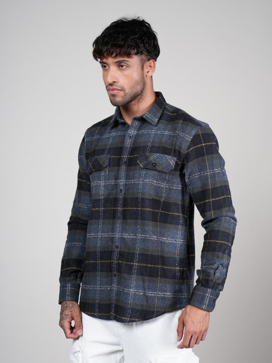 Men’s Green Casual Checked Shirt