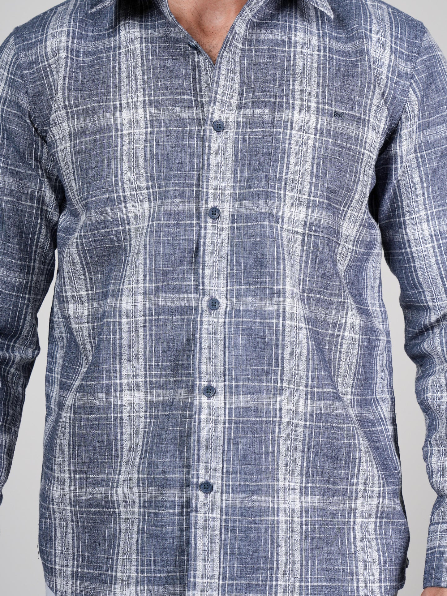 Men’s Grey Checked Casual Cotton Shirt