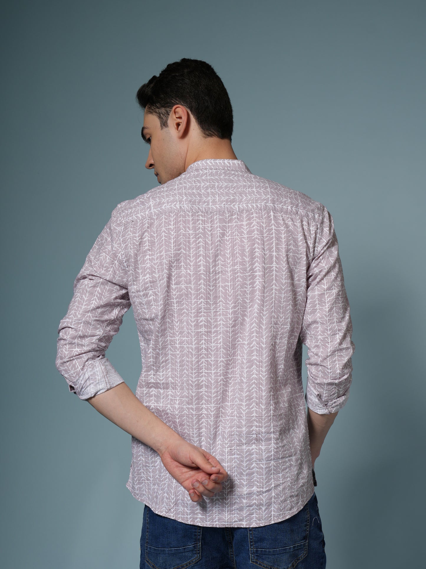 Men’s Printed Pink Casual Kurta