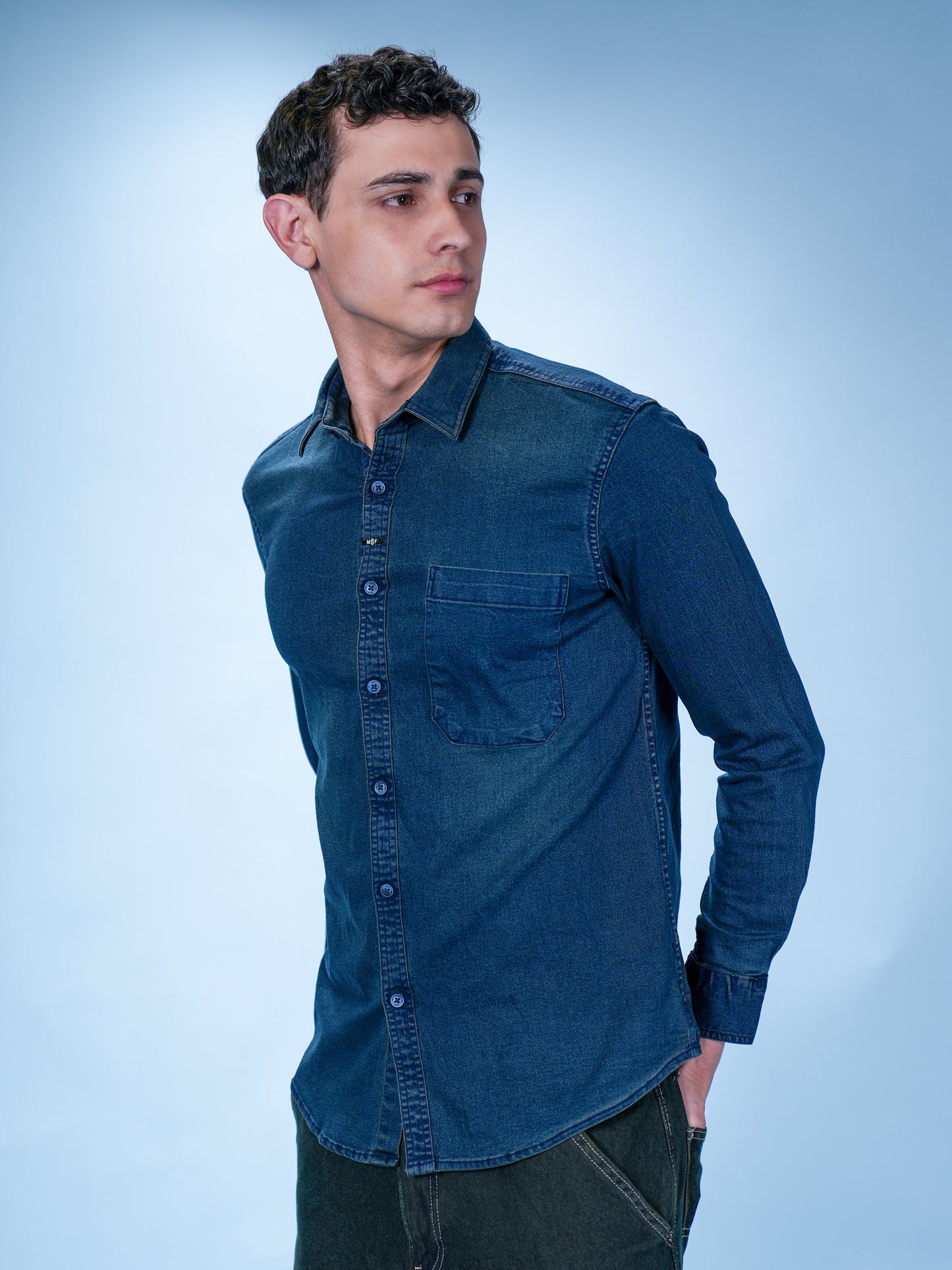 Men’s Green Denim Shirt