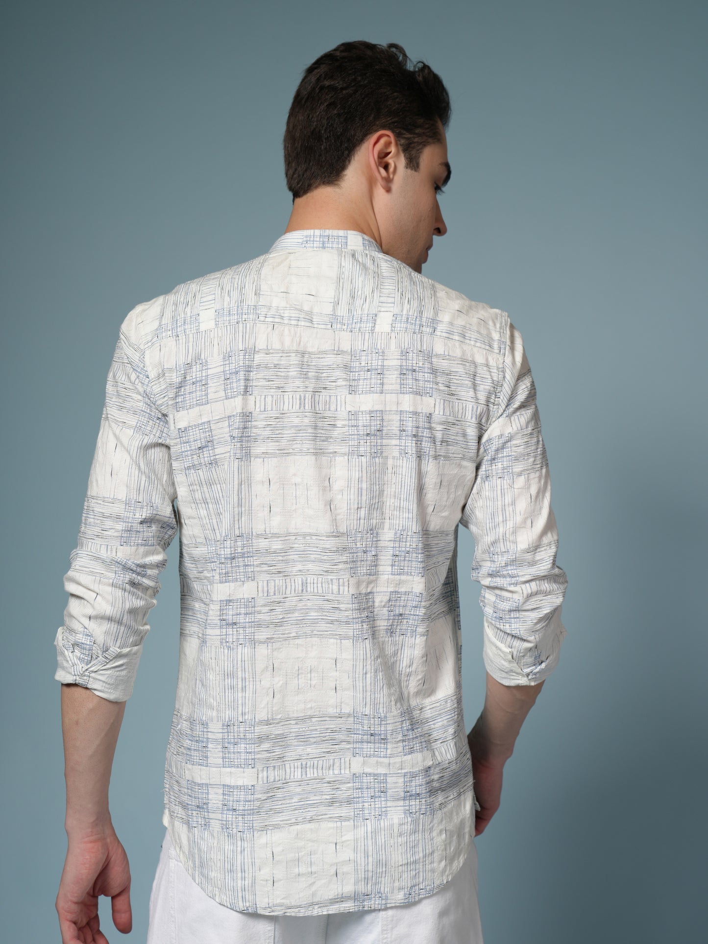 Men’s Grey Printed Casual Kurta