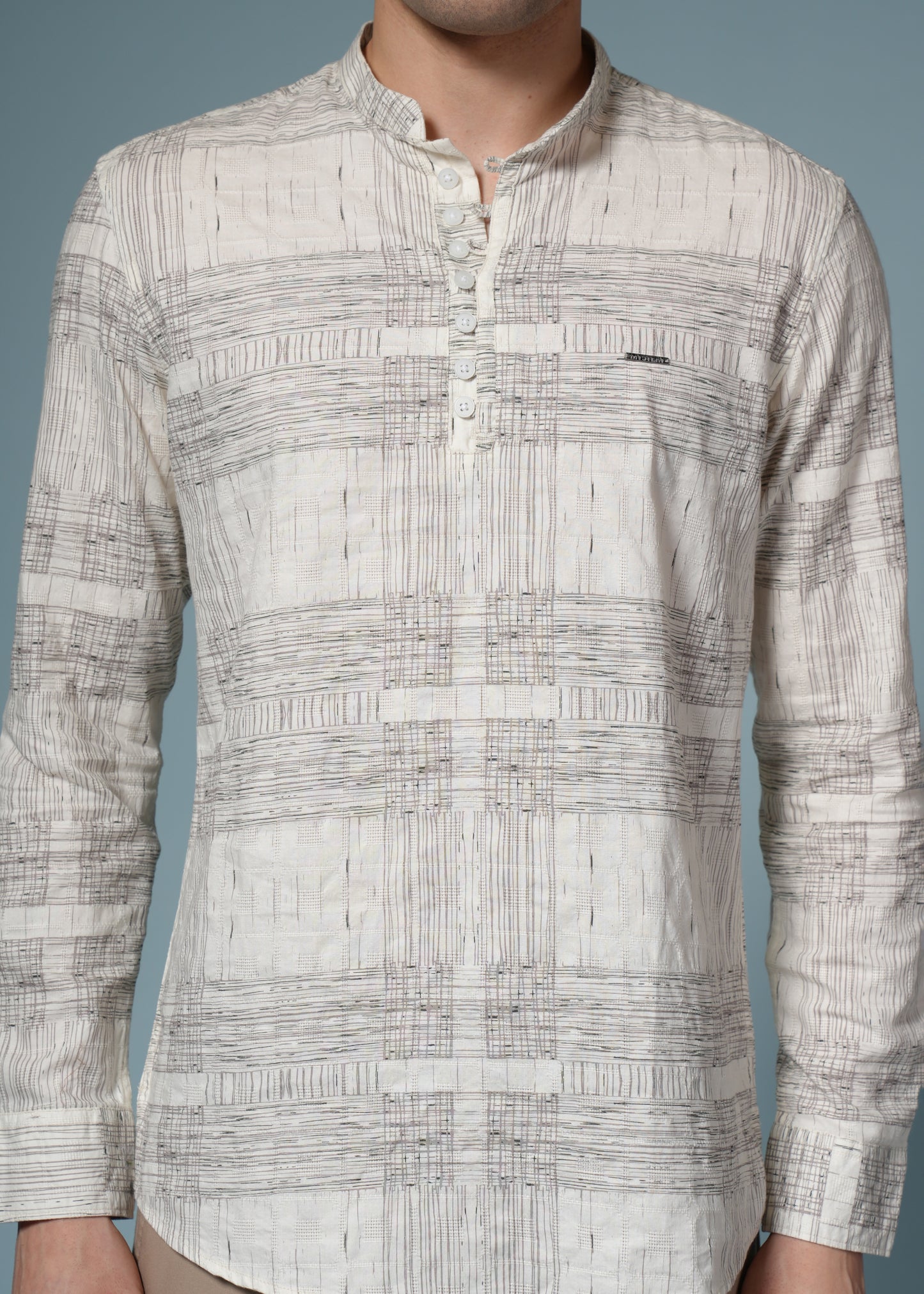 Men’s Brown Printed Casual Kurta