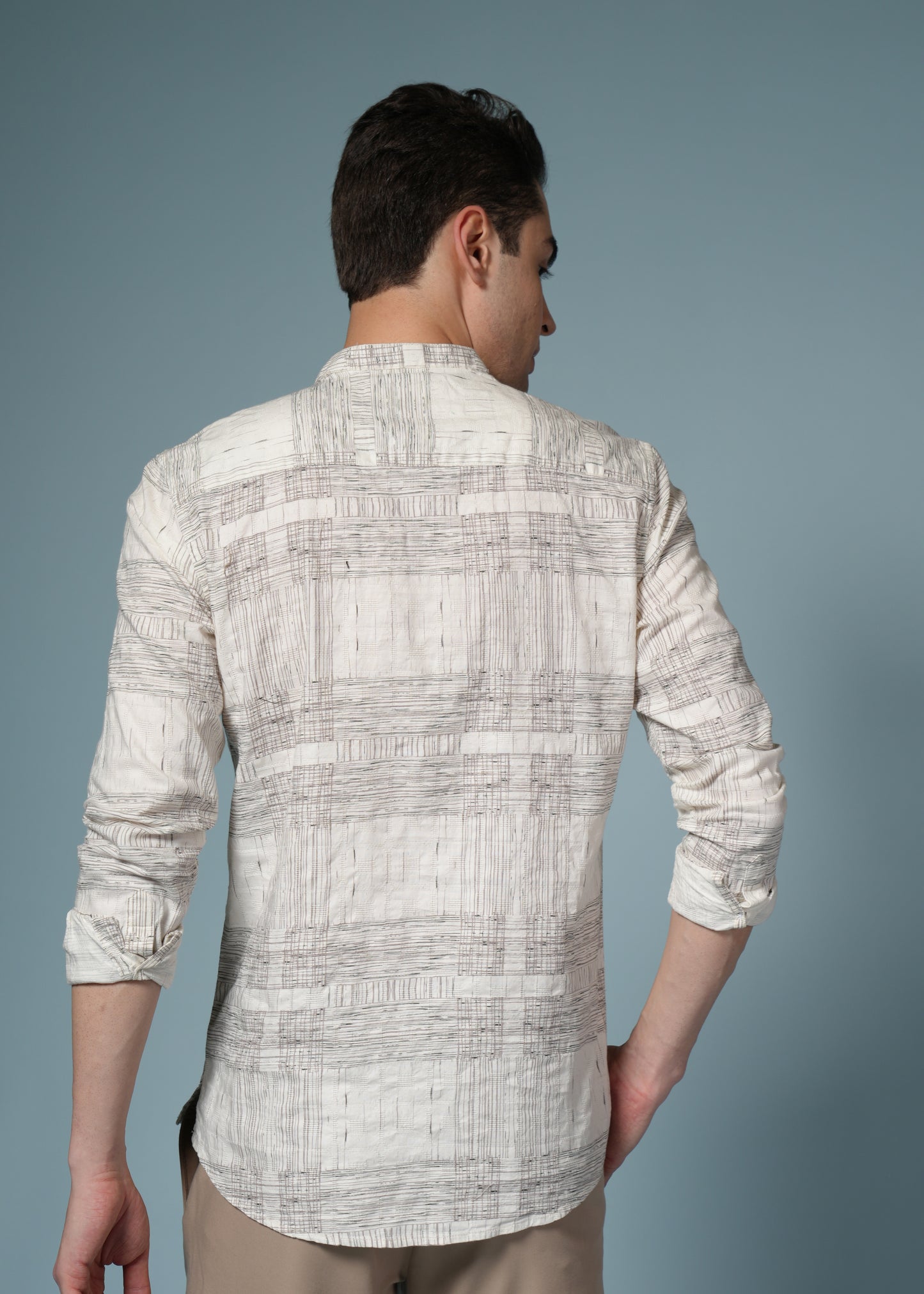 Men’s Brown Printed Casual Kurta