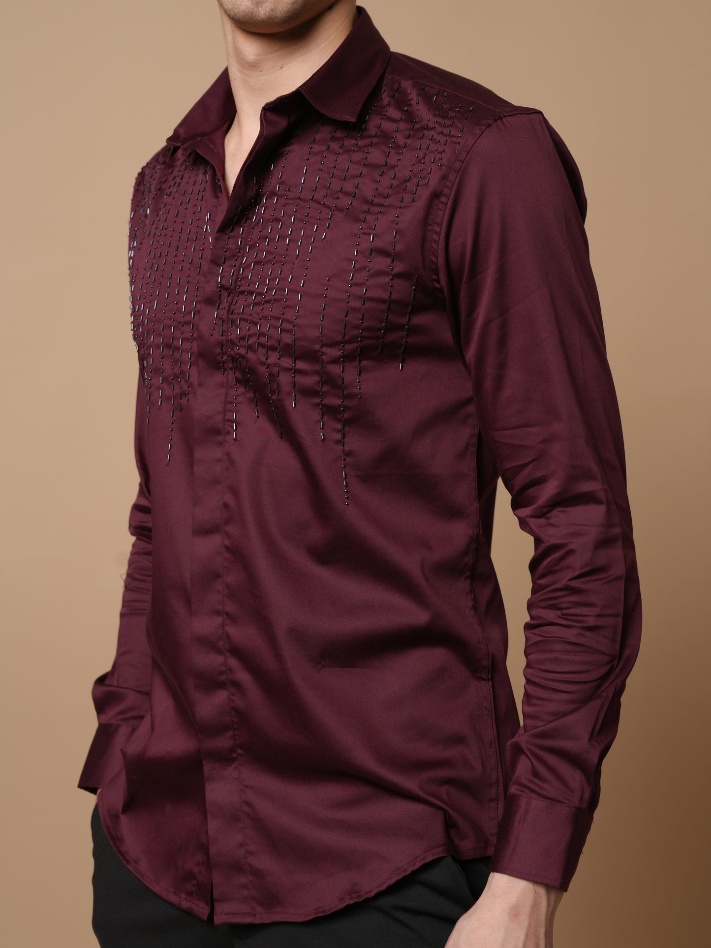 Men's Maroon  Party Wear