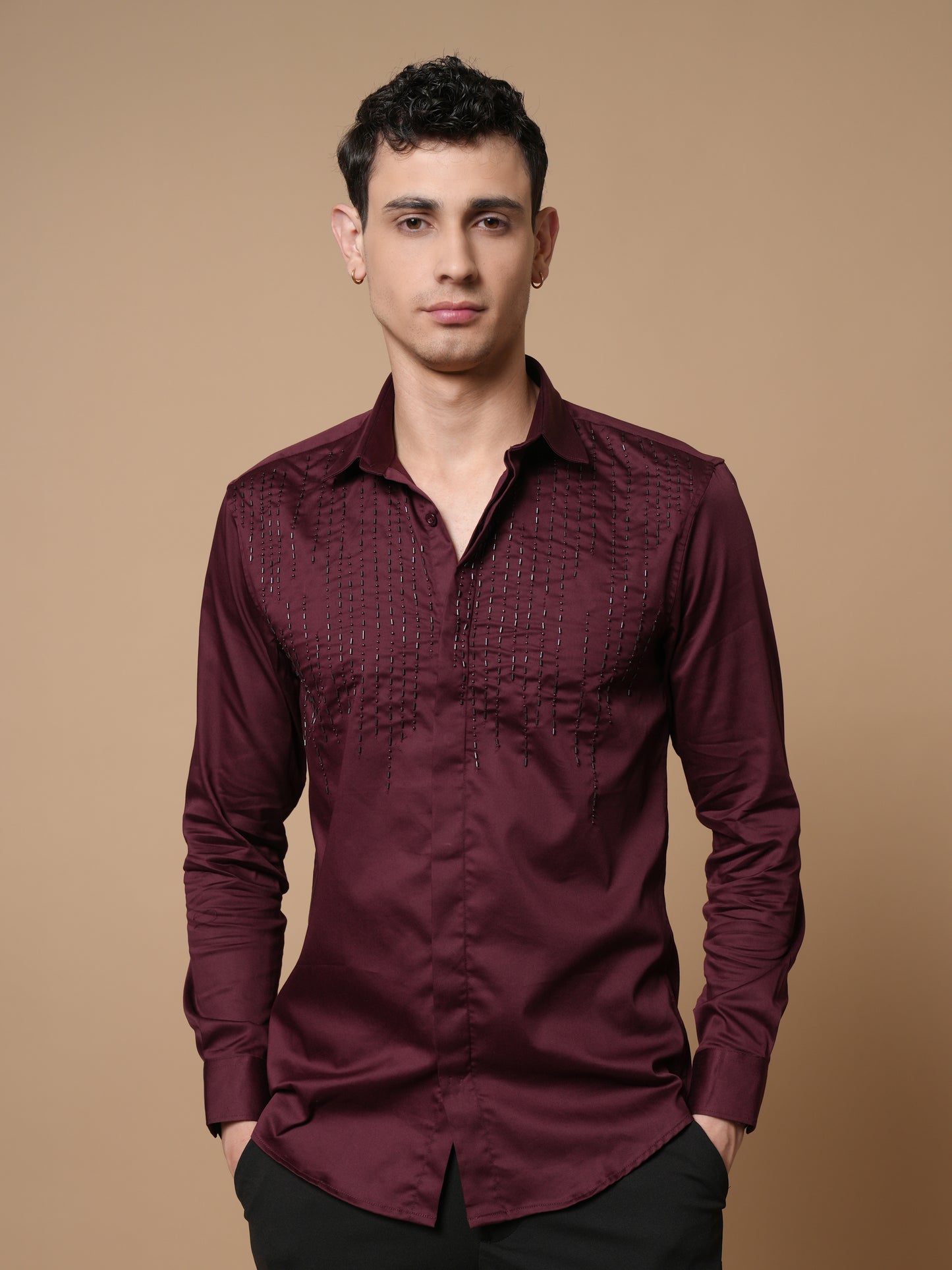 Men's Maroon  Party Wear