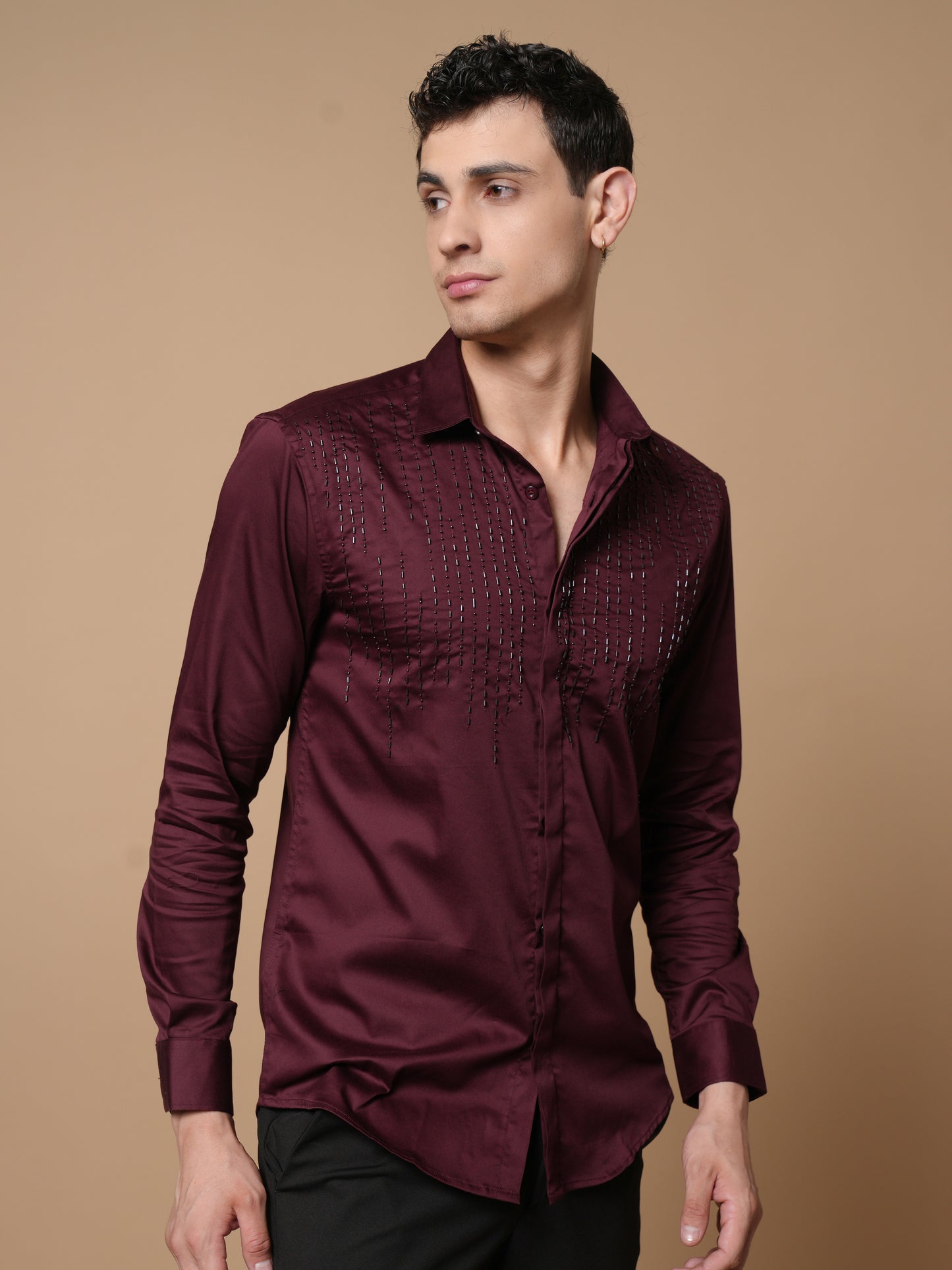 Men's Maroon  Party Wear