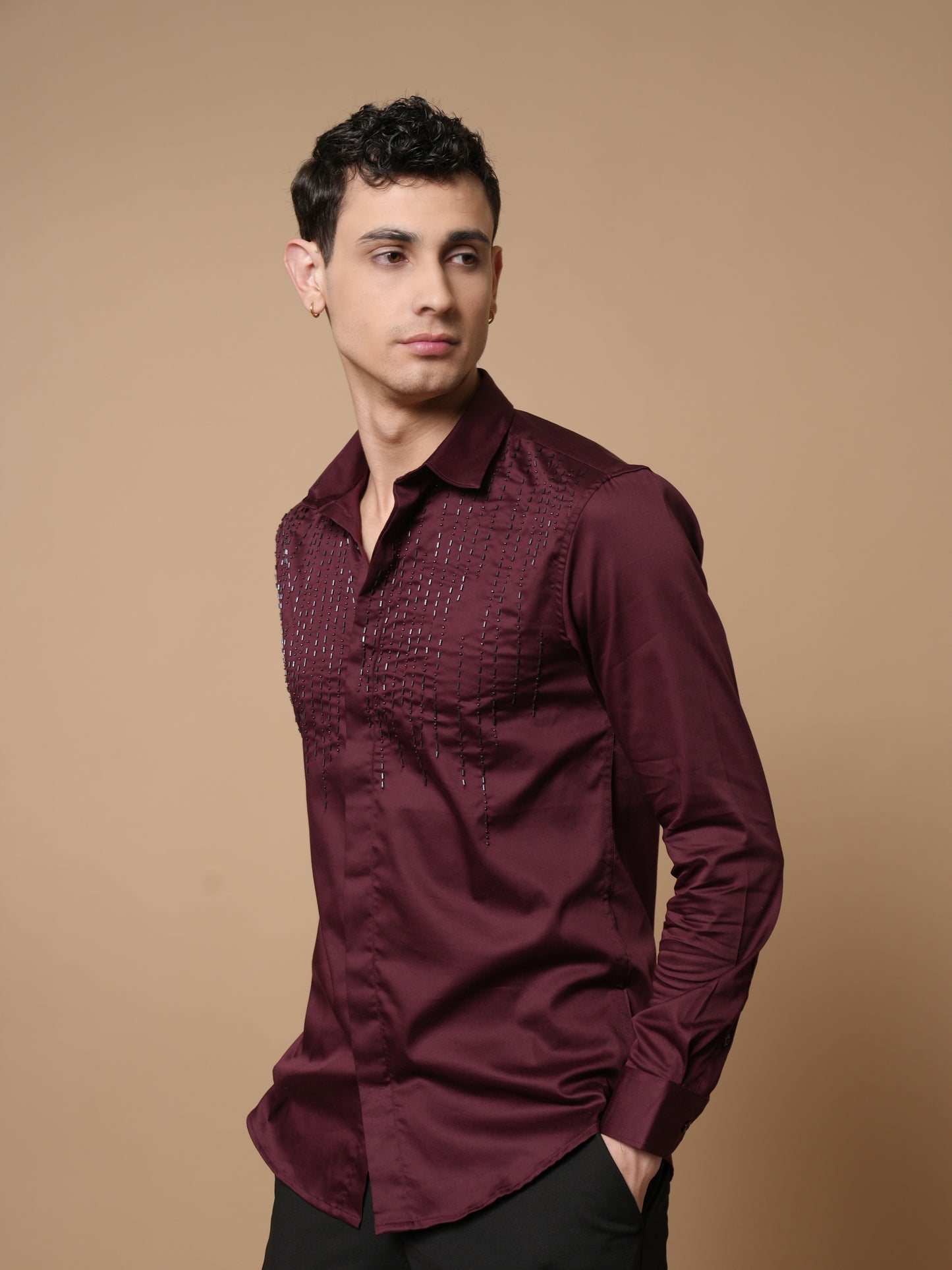 Men's Maroon  Party Wear