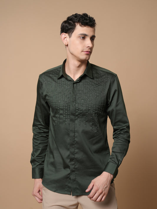 Men's Bottle Green  Party Wear