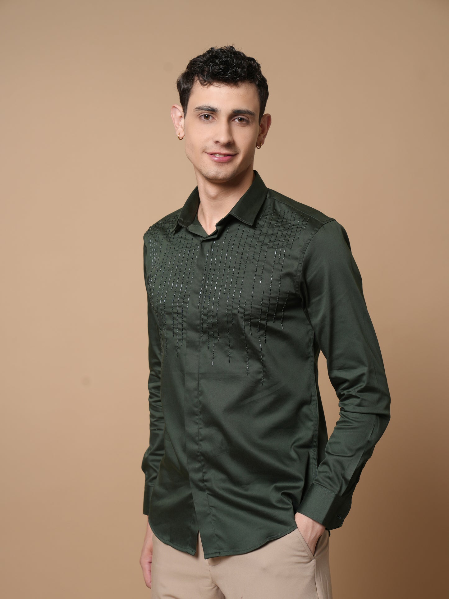 Men's Bottle Green  Party Wear