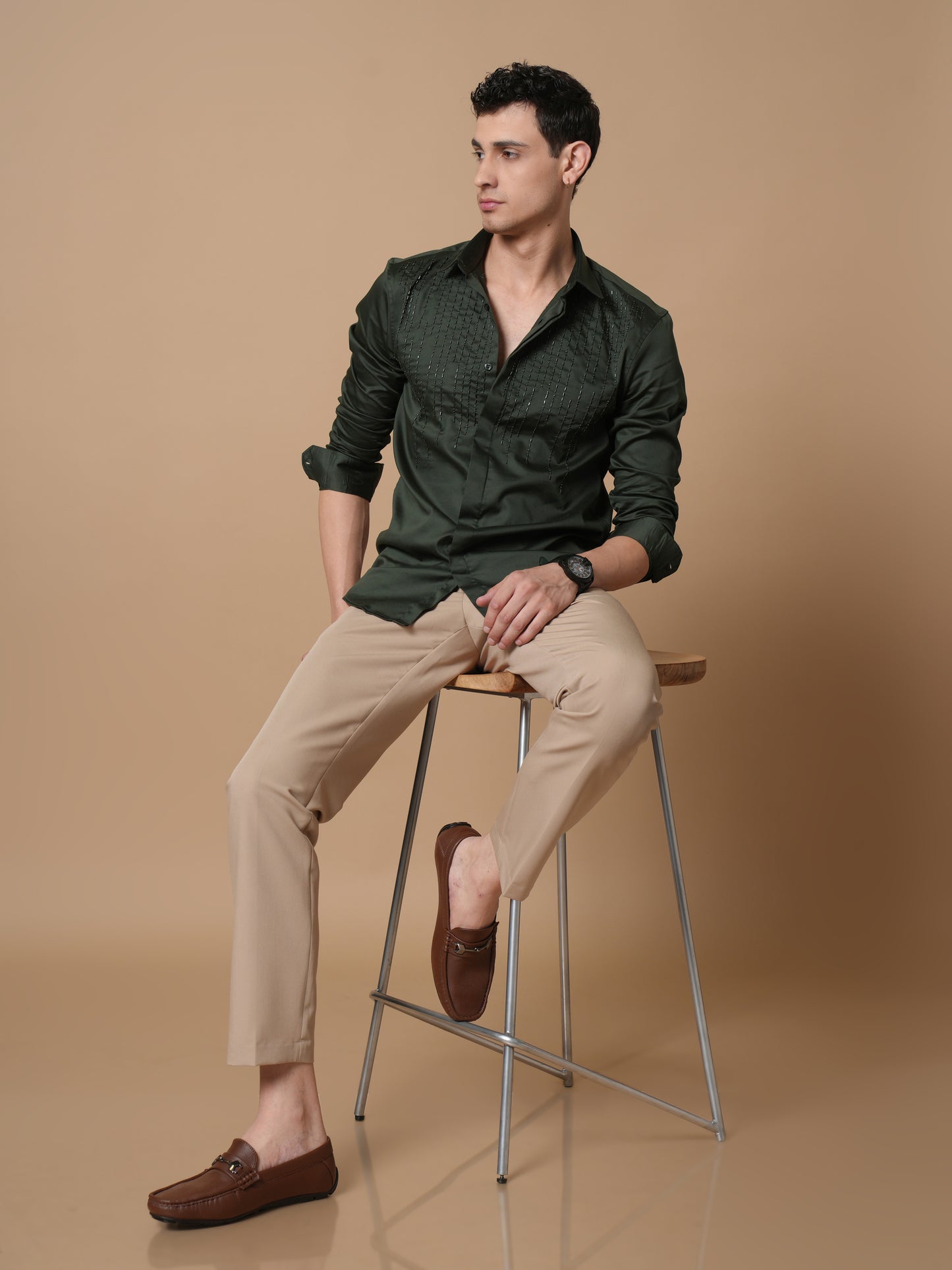 Men's Bottle Green  Party Wear